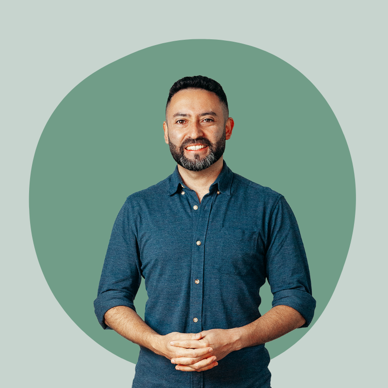 Visual designer wearing a hat